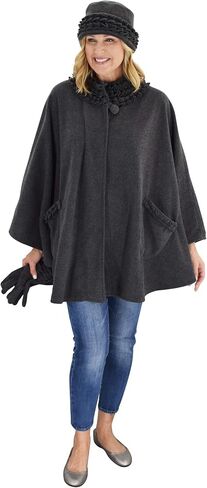 Le Moda Women's Ruffle Trim Polar Fleece Wrap with Matching Gloves and Hat | Winter Collection | One Size Fits All in Kuwait