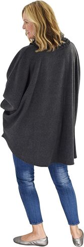 Le Moda Women's Ruffle Trim Polar Fleece Wrap with Matching Gloves and Hat | Winter Collection | One Size Fits All in Kuwait