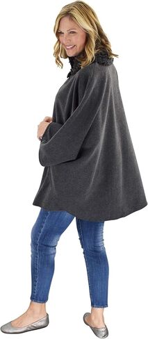 Le Moda Women's Ruffle Trim Polar Fleece Wrap with Matching Gloves and Hat | Winter Collection | One Size Fits All in Kuwait
