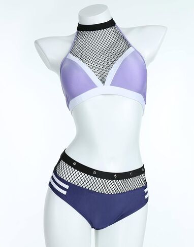 haikyuu Women Anime Derivative Bikini Set with Cover Up Jacket Halter Mesh Top and Shorts Two Piece Bathing Suit in Kuwait