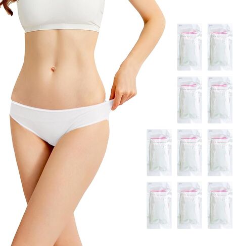 WAERTIUY Disposable Underwear for Women 100% Cotton Disposable Underwear for Travel White Women’s Disposable Panties 10 Packs in Saudi Arabia