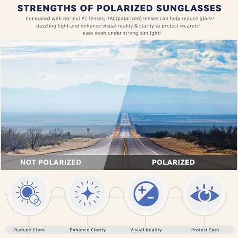 نظارات شمسية MARIDA كلاسيكية مستقطبة للرجال، نظارات شمسية نسائية كلاسيكية للقيادة، حماية TR90 من الأشعة فوق البنفسجية 400، ظلال رائعة in Kuwait