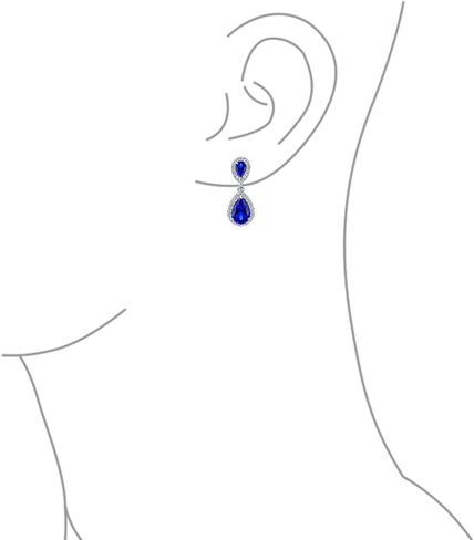 Vintage Style Bridal Cubic Zirconia Simulated Gemstone AAA CZ Halo Dangle Teardrop Chandelier Clip On Earrings For Women Silver Rose Gold Plated in Black Purple Blue Red Rose Pink Green Clear in Saudi Arabia