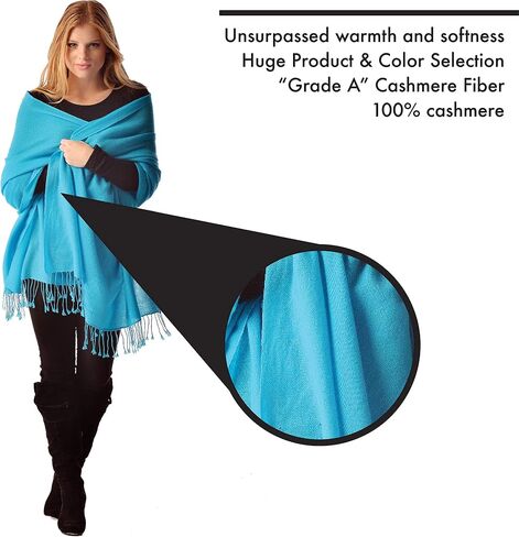 Cashmere Boutique: 100% Pure Cashmere Shawl (30 Colors, Size: 36" x 80") in Kuwait