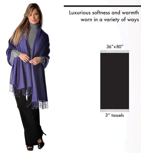 Cashmere Boutique: 100% Pure Cashmere Shawl (30 Colors, Size: 36" x 80") in Kuwait