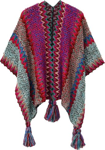 BOCOSO Knit Shawl Wrap Poncho Cape for Women, Ladies Knitted Cardigan Kimono with Fringe for Fall Winter in Saudi Arabia