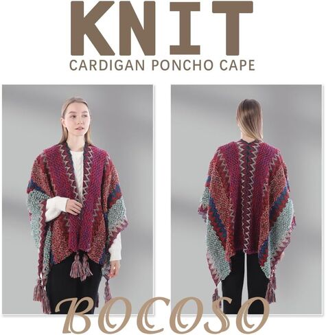 BOCOSO Knit Shawl Wrap Poncho Cape for Women, Ladies Knitted Cardigan Kimono with Fringe for Fall Winter in Saudi Arabia
