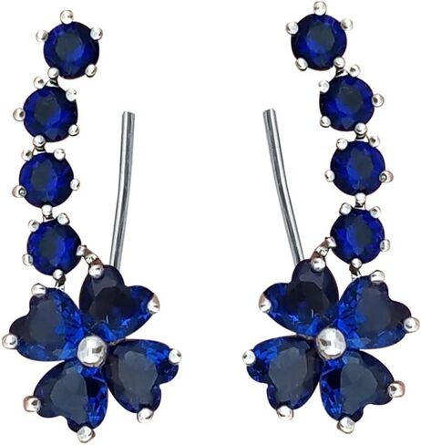 YOQUCOL Woman Flower Shape Cubic Zirconia Crystal Cuff Wrap Ear Vines Climbers Earrings Jewelry For Girls in Kuwait