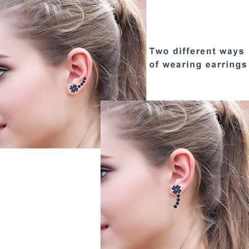 YOQUCOL Woman Flower Shape Cubic Zirconia Crystal Cuff Wrap Ear Vines Climbers Earrings Jewelry For Girls in Kuwait