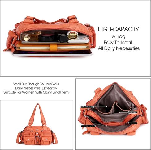 Angel Kiss Hobo Crossbody Purses for Women Shoulder Bag Multipocket Soft Hobo Purses Removable Strap Leather Handbags in Kuwait