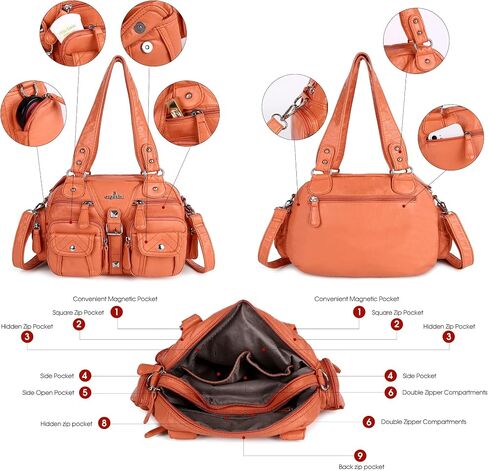 Angel Kiss Hobo Crossbody Purses for Women Shoulder Bag Multipocket Soft Hobo Purses Removable Strap Leather Handbags in Kuwait