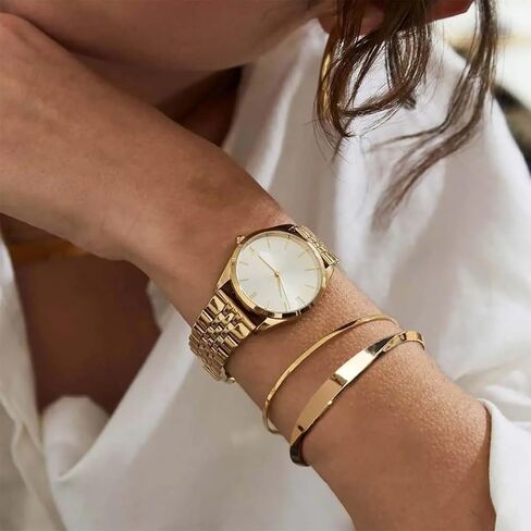 ريوسو 4 قطع من اساور عريضة ذهبية للنساء، اساور عريضة رفيعة وبسيطة، نحاس، بدون احجار كريمة in Kuwait