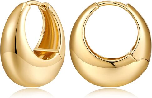 YUJIE Gold Hoop Earrings Chunky Gold Huggie Earrings for Women Girls 18K Gold Plated Earrings Hypoallergenic Small Gold Hoop Earrings for Men Fashion Jewelry in Saudi Arabia