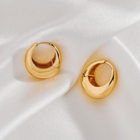 YUJIE Gold Hoop Earrings Chunky Gold Huggie Earrings for Women Girls 18K Gold Plated Earrings Hypoallergenic Small Gold Hoop Earrings for Men Fashion Jewelry in Saudi Arabia