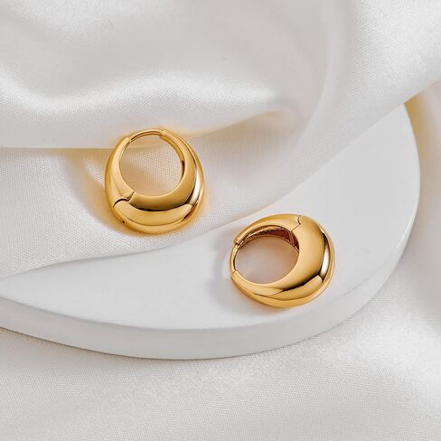 YUJIE Gold Hoop Earrings Chunky Gold Huggie Earrings for Women Girls 18K Gold Plated Earrings Hypoallergenic Small Gold Hoop Earrings for Men Fashion Jewelry in Saudi Arabia