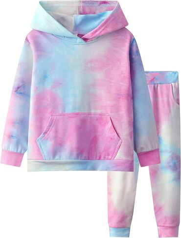 Frogwill بنات التعادل صبغ البلوز هوديس البلوز Sweatpant رياضية Sweatsuits مجموعة 2-12Y in Saudi Arabia