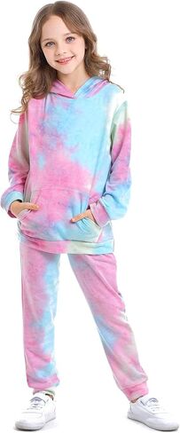 Frogwill بنات التعادل صبغ البلوز هوديس البلوز Sweatpant رياضية Sweatsuits مجموعة 2-12Y in Saudi Arabia