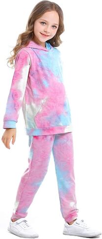 Frogwill بنات التعادل صبغ البلوز هوديس البلوز Sweatpant رياضية Sweatsuits مجموعة 2-12Y in Saudi Arabia