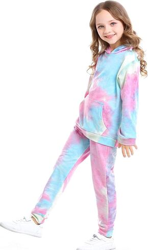 Frogwill بنات التعادل صبغ البلوز هوديس البلوز Sweatpant رياضية Sweatsuits مجموعة 2-12Y in Saudi Arabia