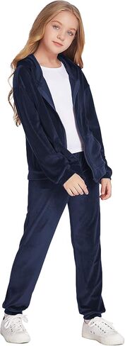 Greatchy ملابس رياضية للبنات بدلة رياضية قطعتين ملابس مخملية قطيفة ملابس نشطة بسحاب هوديي Sweatpants بذلات رياضية in Kuwait