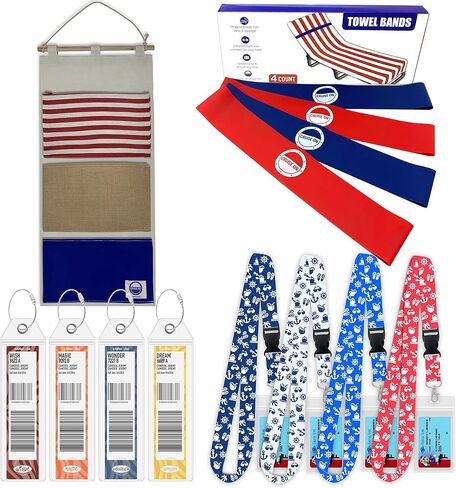 Disney Cruise Essentials (3 Items) Fish Extender, Luggage Tags [4], Towel Bands [4] & Lanyards [4] in Saudi Arabia