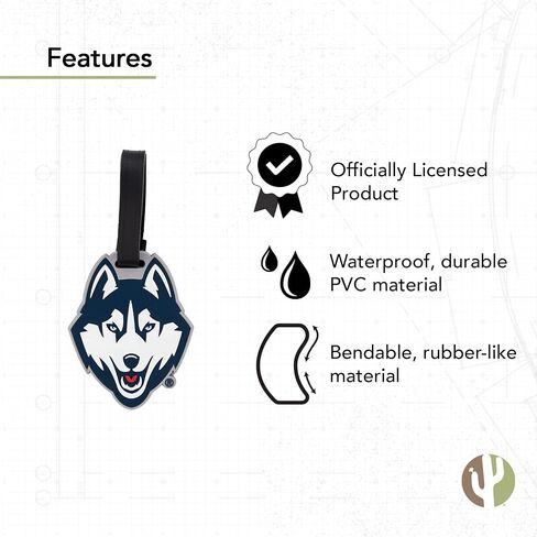 علامة الأمتعة جامعة كونيتيكت UConn علامات UConn Huskies حقيبة (علامة الأمتعة البلاستيكية - التصميم أ) in Saudi Arabia