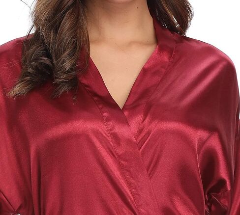 Valennia Women Satin Robe Wedding Shower Party Bathrobe Silky Kimono For Bride and Bridesmaids in Kuwait