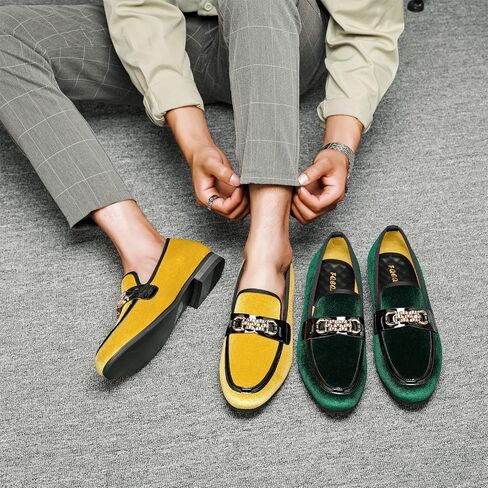Men's Fashion Formal Velvet Loafers and Wedding Dress Shoes for Men, Penny Slip-On Smoking Luxury Men Casual Shoes in Saudi Arabia
