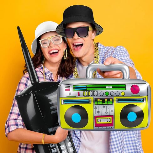 15 جهاز كمبيوتر شخصى 80s 90s الهيب هوب مجموعة زي، دلو قبعة قلادة النظارات الشمسية الدولار حلقة سوار الخيزران هوب الأقراط نفخ الهاتف المحمول راديو ميكروفون لمغني الراب الهيب هوب 80s 90s مخصص تأثيري in Kuwait