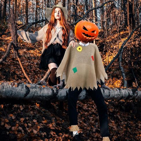 مجموعة زي الفزاعة 6 قطع من Ramede تتضمن قبعة الفزاعة وقبعة الخيش ومعطف من القش للمعصم وربطات الكاحل وإكسسوار زي الفزاعة للنساء والرجال وحفلات الهالوين وعيد الشكر in Kuwait