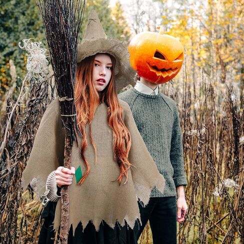 مجموعة زي الفزاعة 6 قطع من Ramede تتضمن قبعة الفزاعة وقبعة الخيش ومعطف من القش للمعصم وربطات الكاحل وإكسسوار زي الفزاعة للنساء والرجال وحفلات الهالوين وعيد الشكر in Kuwait