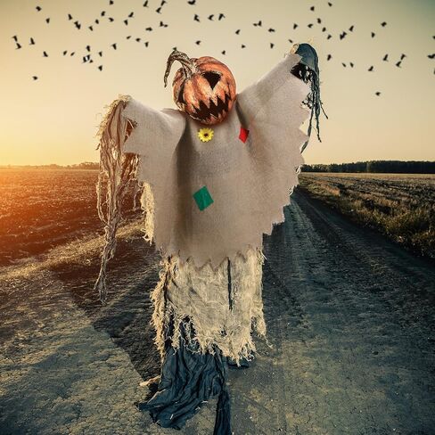 مجموعة زي الفزاعة 6 قطع من Ramede تتضمن قبعة الفزاعة وقبعة الخيش ومعطف من القش للمعصم وربطات الكاحل وإكسسوار زي الفزاعة للنساء والرجال وحفلات الهالوين وعيد الشكر in Kuwait