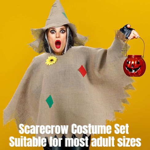 مجموعة زي الفزاعة 6 قطع من Ramede تتضمن قبعة الفزاعة وقبعة الخيش ومعطف من القش للمعصم وربطات الكاحل وإكسسوار زي الفزاعة للنساء والرجال وحفلات الهالوين وعيد الشكر in Kuwait