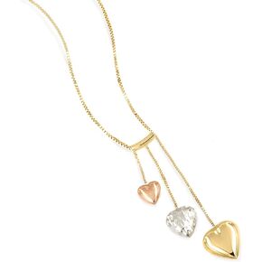 Lucchetta - Real 14 karat Yellow White Rose Gold Heart Necklace, Tiny Gold Chain 16+2 Inch, 14k Solid Gold Necklaces for Women Teen Girls, Italian Excellence Fine Jewelry in Kuwait