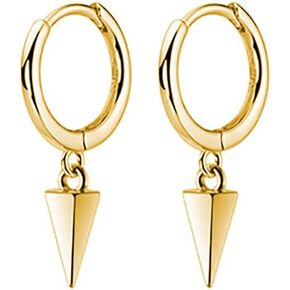 SLUYNZ 925 Sterling Silver Spike Hoop Earrings for Women Men Teen Girls Geometric Hoop Huggie Earrings Drop