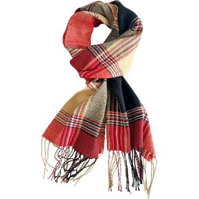 Women's Scarf Classic Tassel Plaid Super Soft Classic Cashmere Feel Fall Winter Scarves Tartan Warm Chunky Wrap Shawl