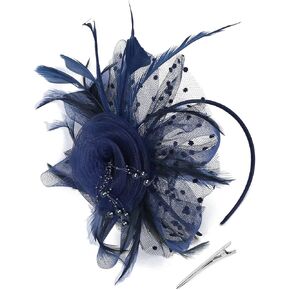 fghuim Women's Organza Church Kentucky Derby British Bridal Tea Party Wedding Hat Feather Hair Clip Fascinators Hat in Kuwait