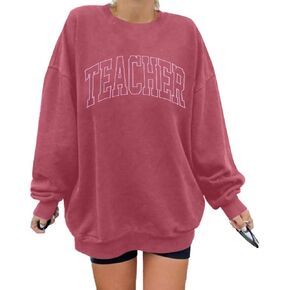 BANGELY المعلم البلوز المرأة المتضخم الرجعية تعليم Crewneck قميص التطريز المعلم الحياة البلوز طويلة الأكمام قمم in Kuwait