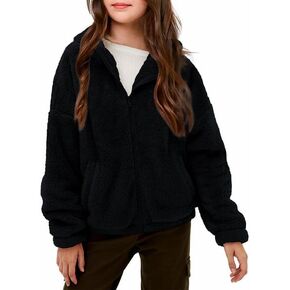 Haloumoning Girls' Outerwear Jackets Kids Soft Fleece Zip up Hoodie with Pockets 5-14 years