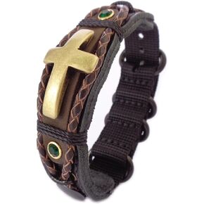 Lost Tribe Designs Mens Christian Bracelet with Cross, Religious Leather Wristband Gift in Saudi Arabia