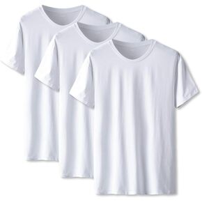 AORGSVI Mens V-Neck T-Shirts Soft Comfy Tees Short Sleeve Modal Stay Tucked Undershirts for Men 3-Pack Multipack