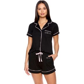 bebe Womens Pajama Sets Button Down Shirt and Shorts Sleepwear Lounge PJ Set in Kuwait