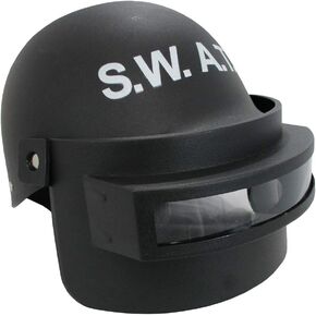 Adult S.W.A.T. Team Costume Helmet with Folding Face Mask. Black, One Size in Saudi Arabia