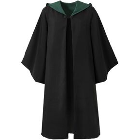 رداء الساحر للمراهقين البالغين، زي مدرسي ساحر للرجال والنساء، عباءة ساحرة بقلنسوة على طراز الكلية السحرية، رأس الهالوين، حفلة تنكرية للعب الأدوار (أخضر، مقاس XXL) in Kuwait