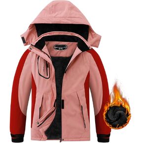 COOKFIP Kid's Ski Jacket Waterproof Boy's and Girl's Warm Fleece Winter Jacket Windproof Hooded Snow Coat