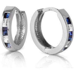 غالاكسي الذهب GG 14k الذهب الأبيض الطبيعي توباز الأبيض والياقوت هوب Huggie الاقراط in Saudi Arabia
