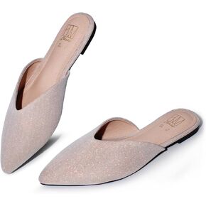 Hawkwell Women's Backless Slip on Slides Loafer Shoes Flats Comfortable Pointed Toe Mules