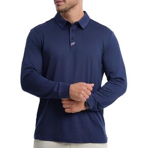 MARAMI Mens Long Sleeve Polo Shirts - Dry Fit Golf Polo Shirts Men Soft Casual Collared Shirts Athletic Outdoor Tops