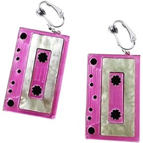 CutieJewelry المرأة كاسيت 80s الرجعية الجدة مضحك قطرة تتدلى الأقراط كليب الإضافات