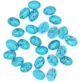 20pcs Natural Stone Turquoise Cabochon Flatbacks Oval Gemstone Cabochons for Jewelry Making, 10 x 14mm​ in Saudi Arabia